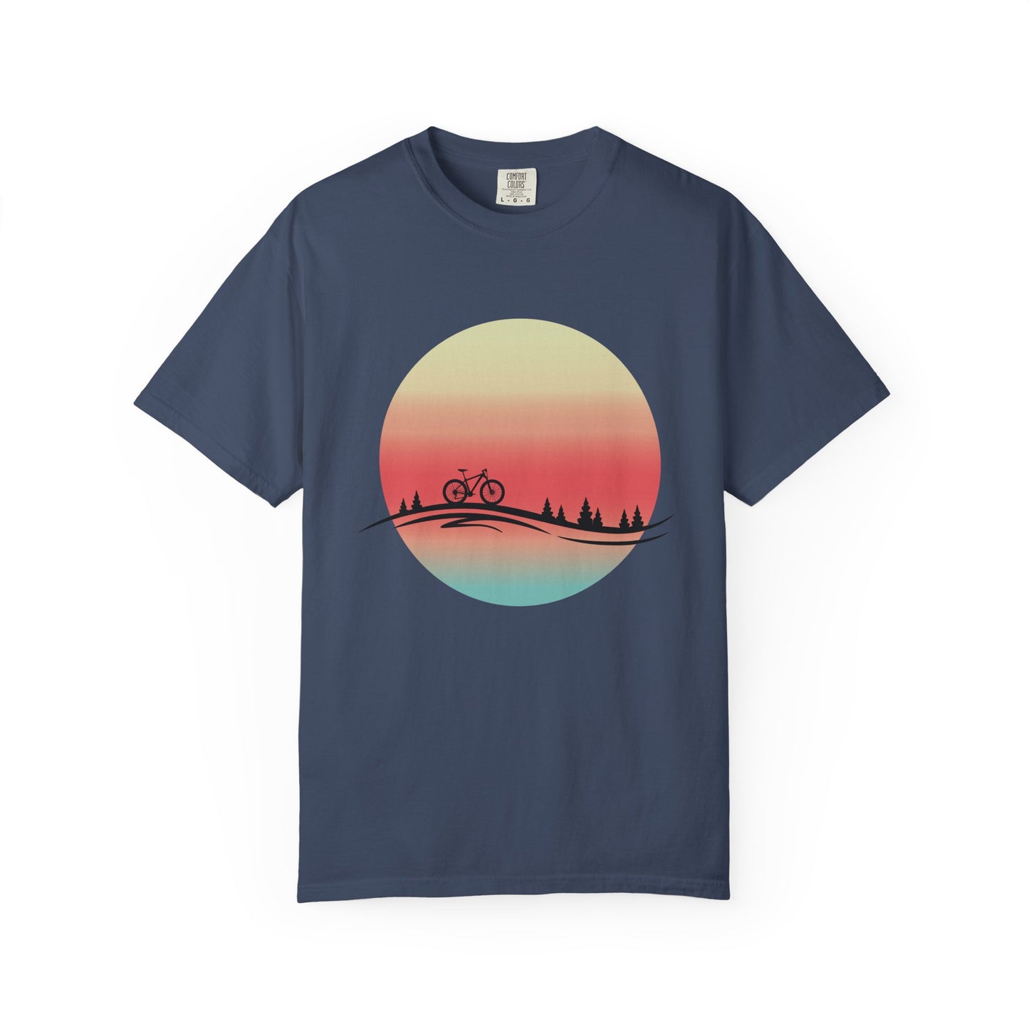 Sunset Bicycle Unisex Garment-Dyed T-shirt, Relaxed Fit Tee, Adventure Shirt, Cycling Gift, Outdoor Apparel