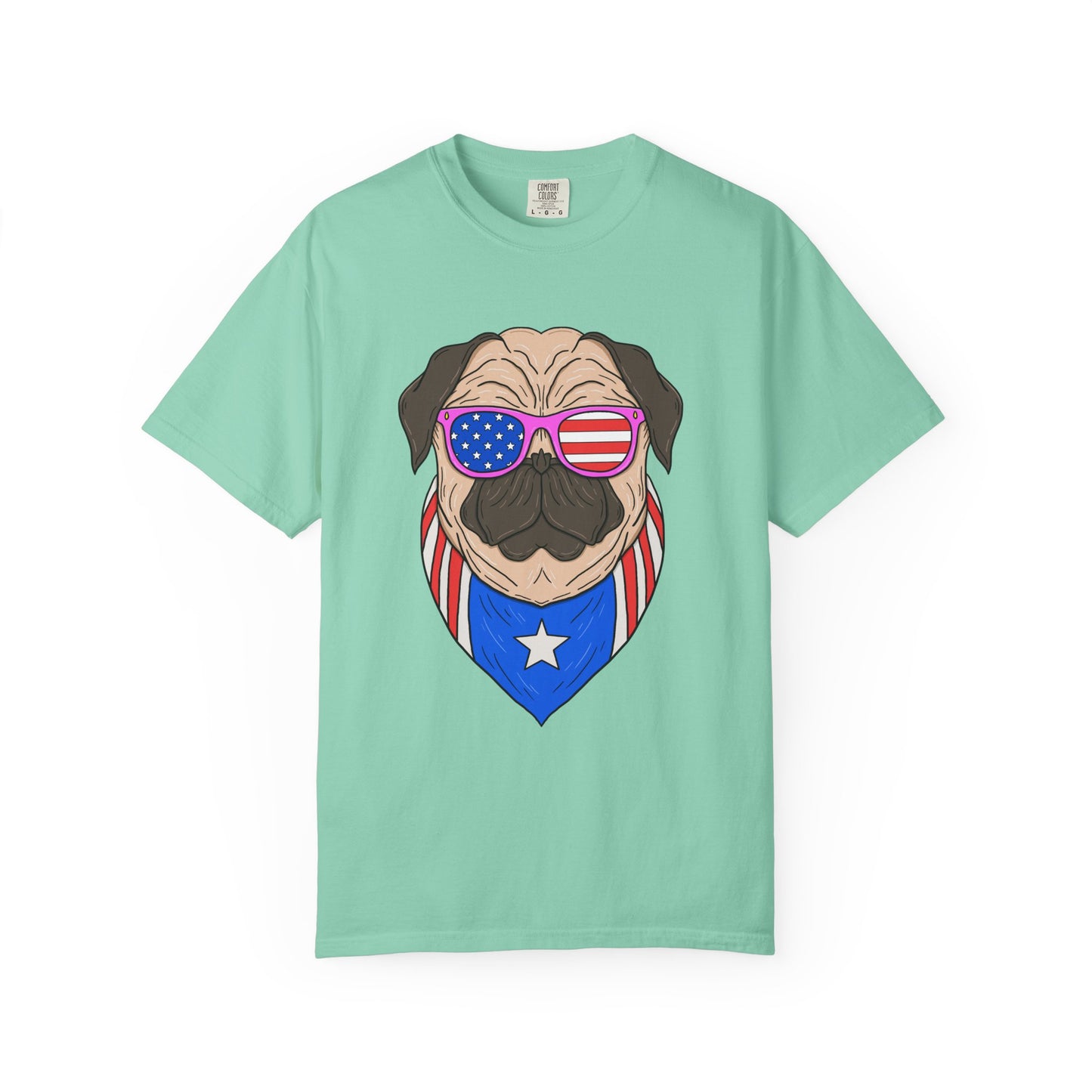 Patriotic Pug T-Shirt, Unisex Graphic Tee, Fourth of July Gift, Dog Lover Apparel, Casual Summer Wear, Unique Pet Tee