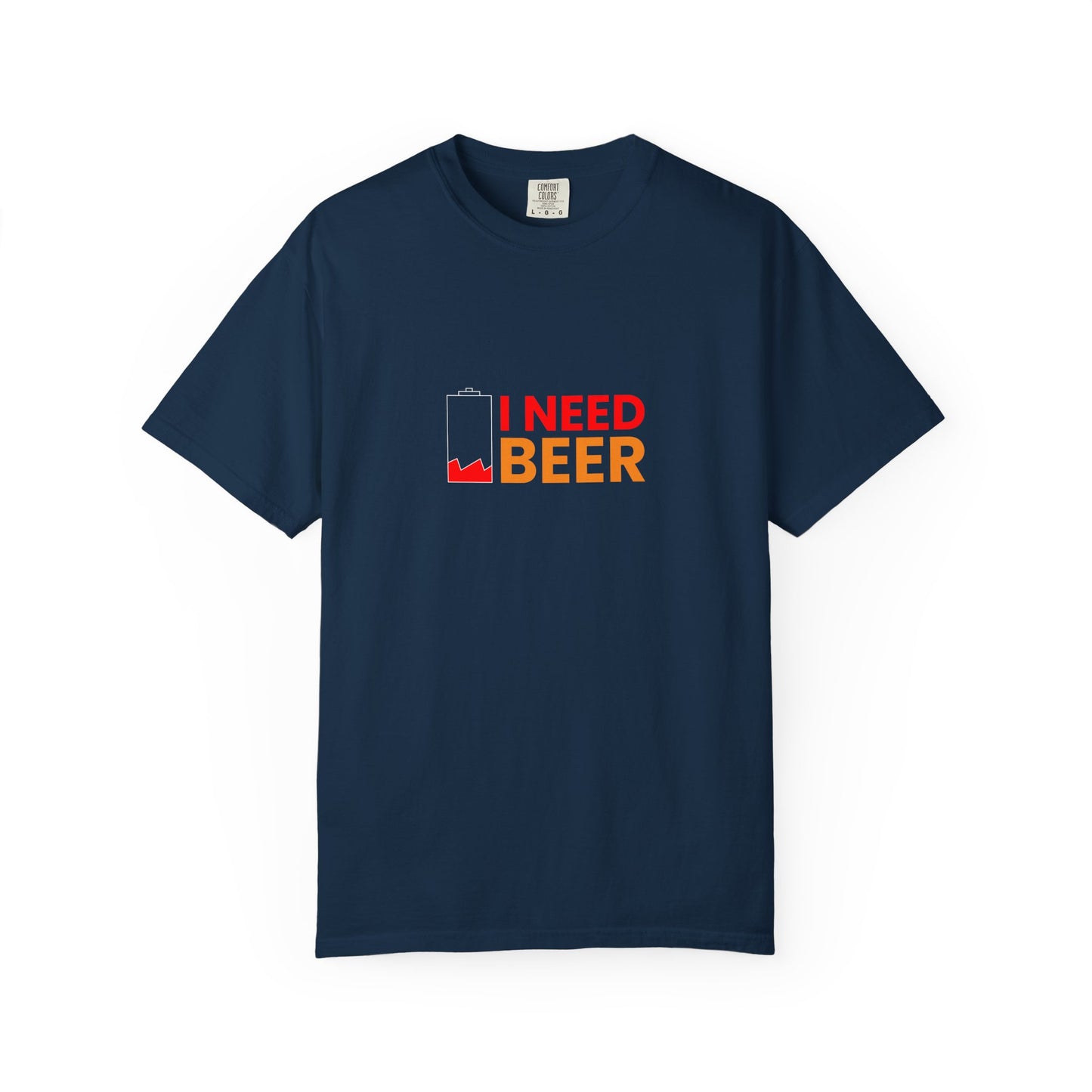 I Need Beer Battery Shirt – Funny Low Energy Beer T-Shirt for Drinkers