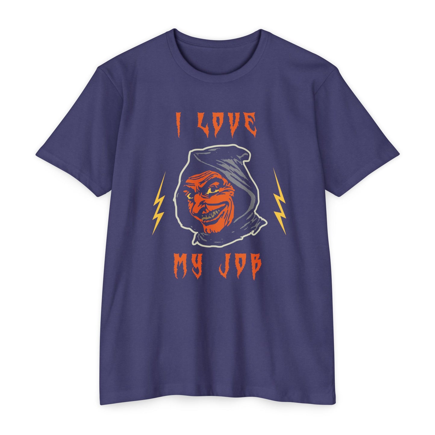 ⚡😈💼🖤🎃👻🕷️💀⚡I Love My Job – Sarcastic Halloween Grim Reaper T-Shirt
