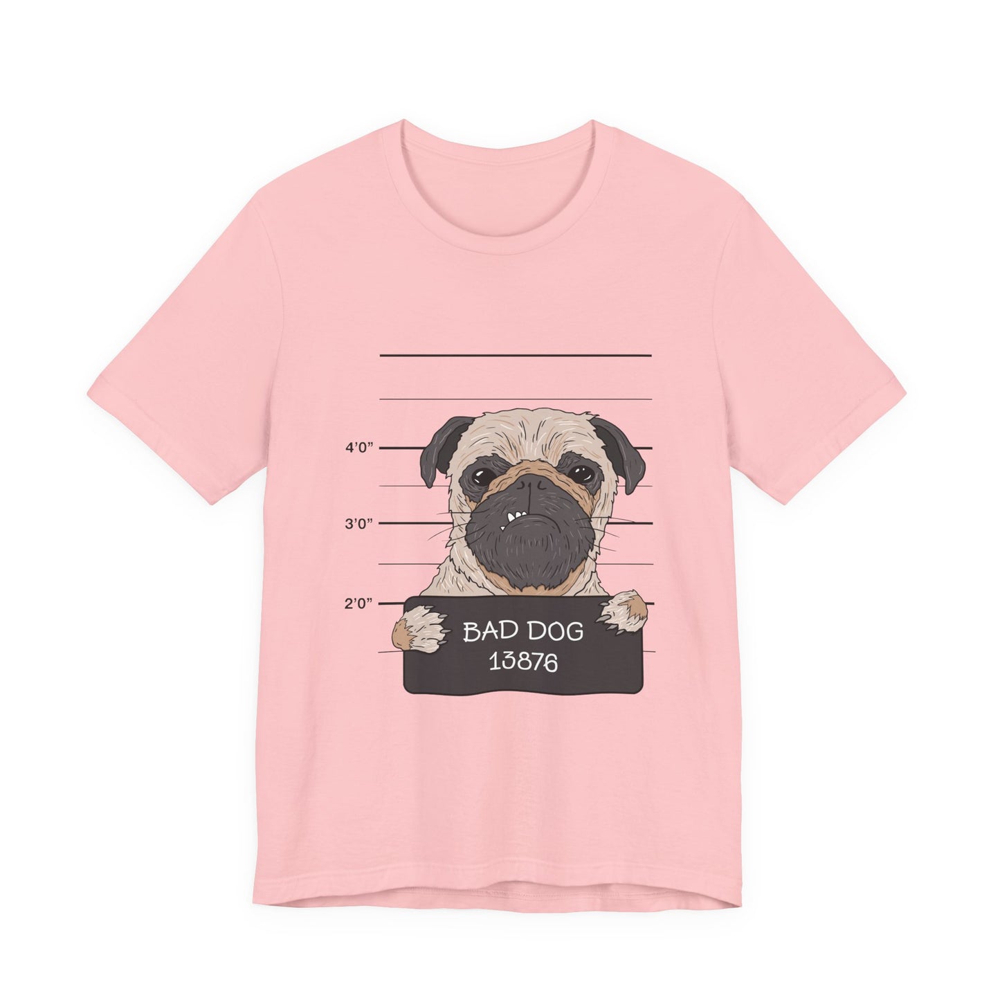 Funny Pug Shirt – Bad Dog Mugshot Graphic T-Shirt