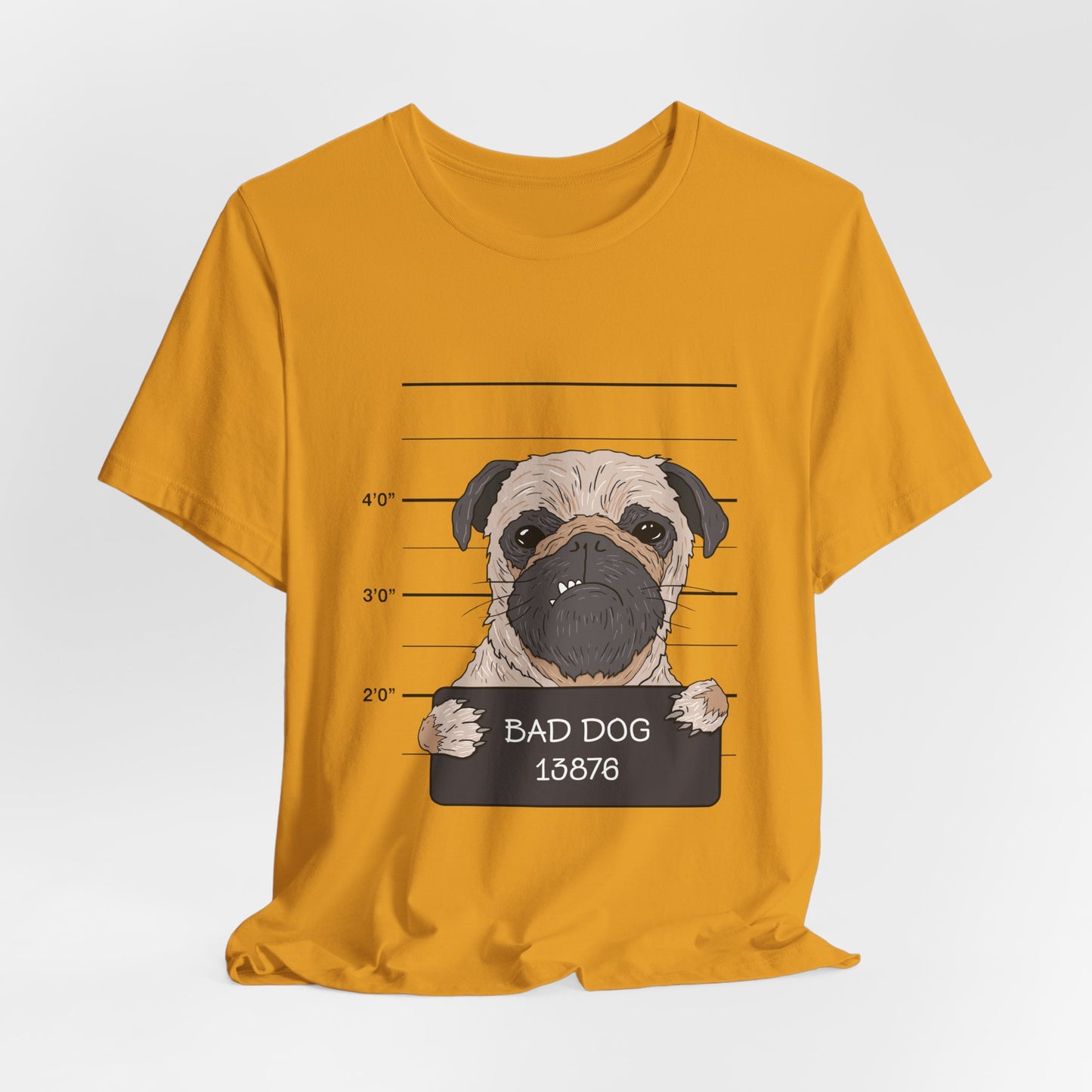 Funny Pug Shirt – Bad Dog Mugshot Graphic T-Shirt