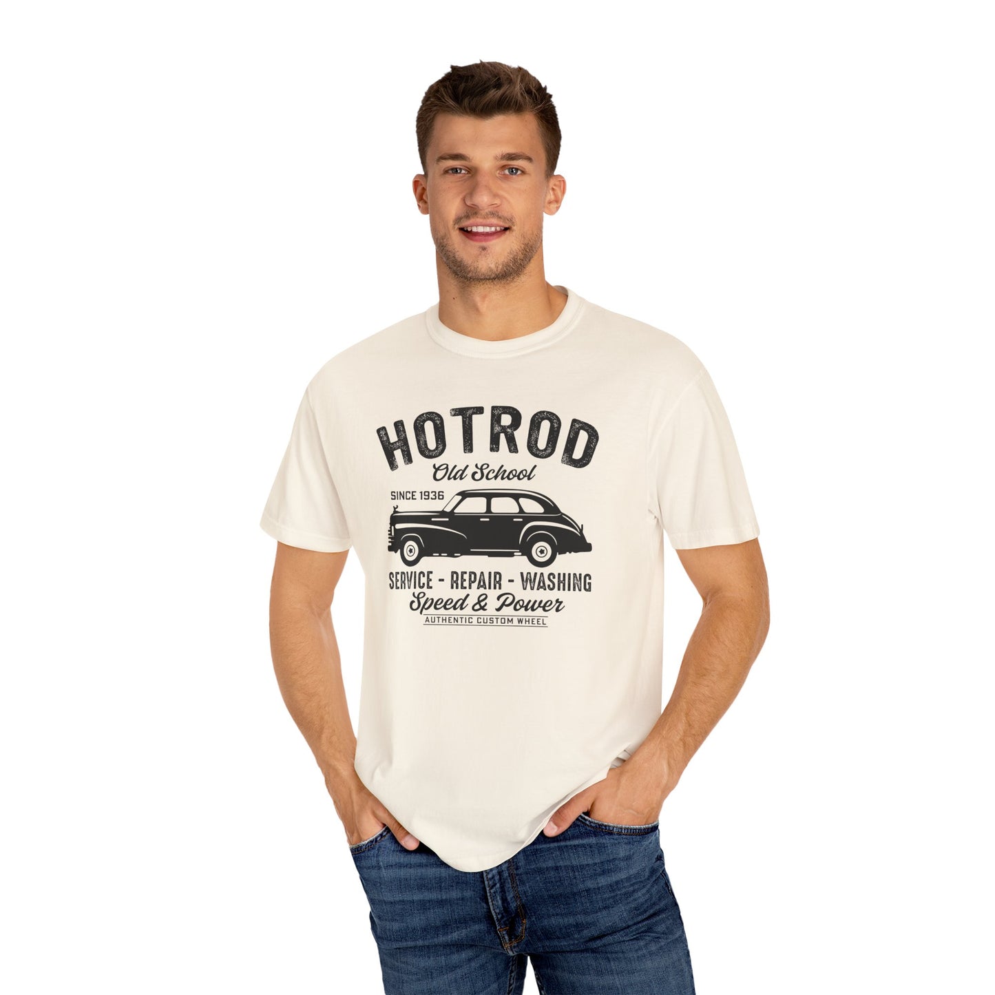 Vintage Hot Rod T-Shirt, Unisex Garment-Dyed Tee, Car Enthusiast Apparel, Retro Vehicle Shirt, Classic Car Lover Gift