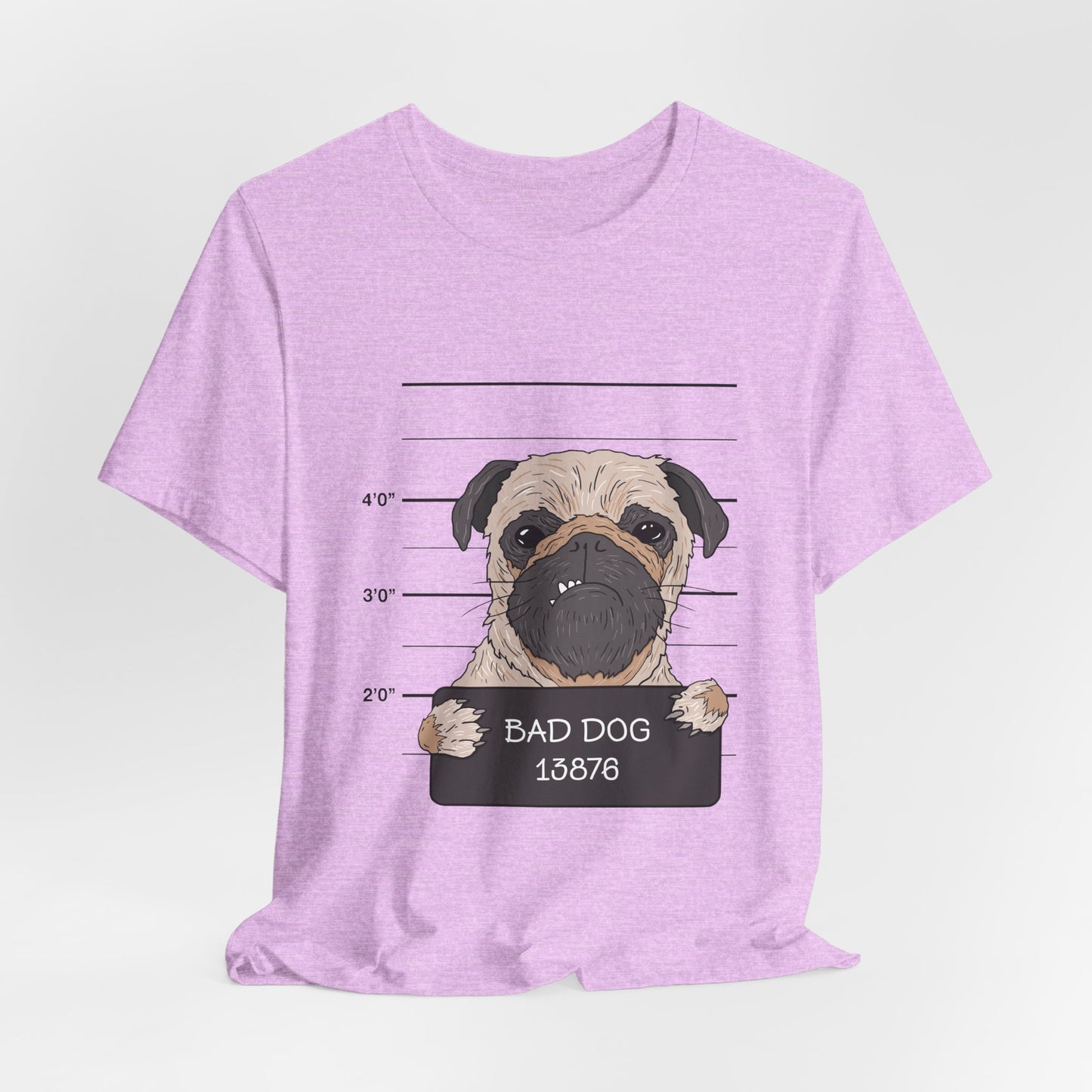 Funny Pug Shirt – Bad Dog Mugshot Graphic T-Shirt