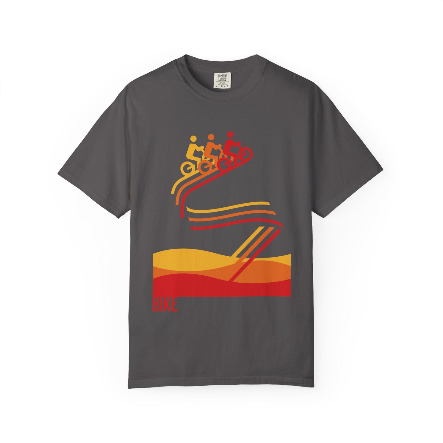 Colorful Cycling Adventure T-Shirt, Unisex Graphic Tee, Gift for Bikers, Summer Casual Wear, Outdoor Activity Shirt