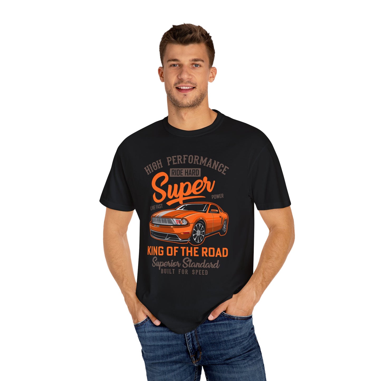 High Performance Car T-Shirt, Unisex Garment-Dyed Tee for Auto Lovers, Great Gift for Dads, Car Enthusiasts, Birthday and Father's Day
