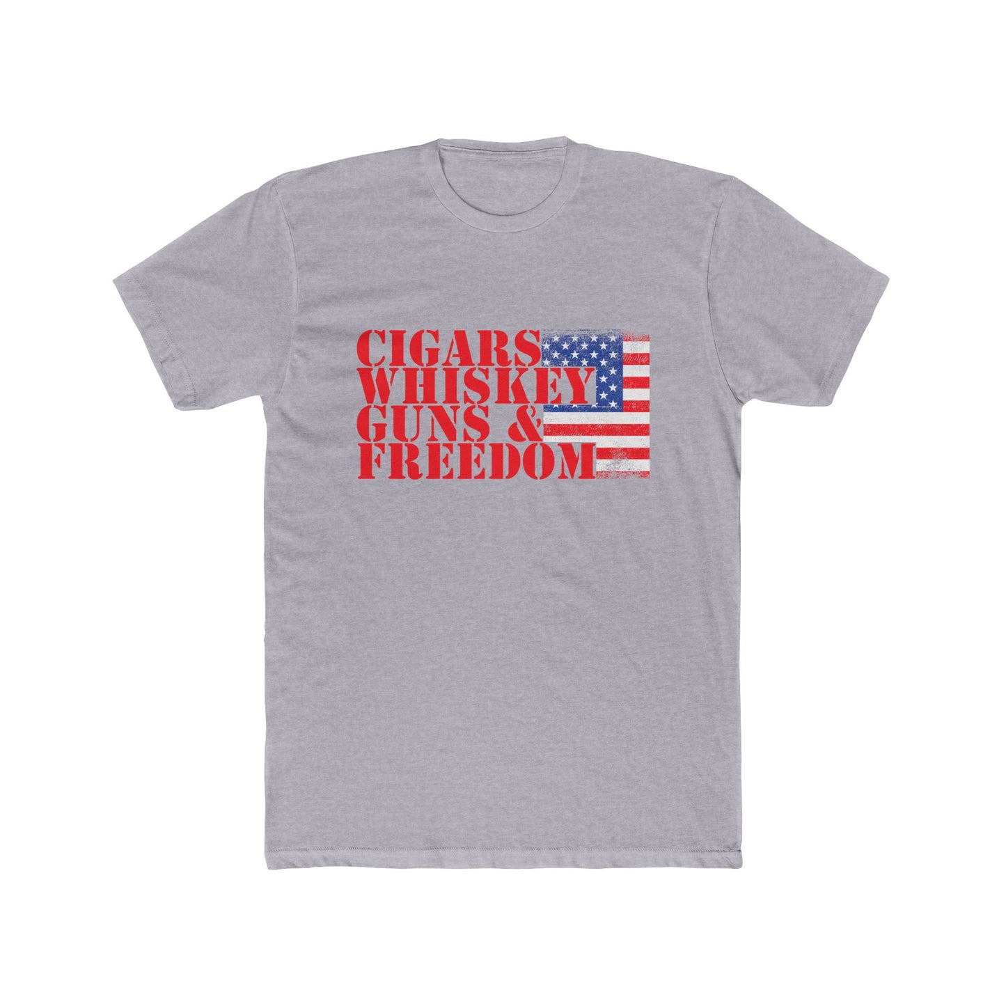 Cigars Whiskey Guns & Freedom T-Shirt – Patriotic American Flag Tee for Men