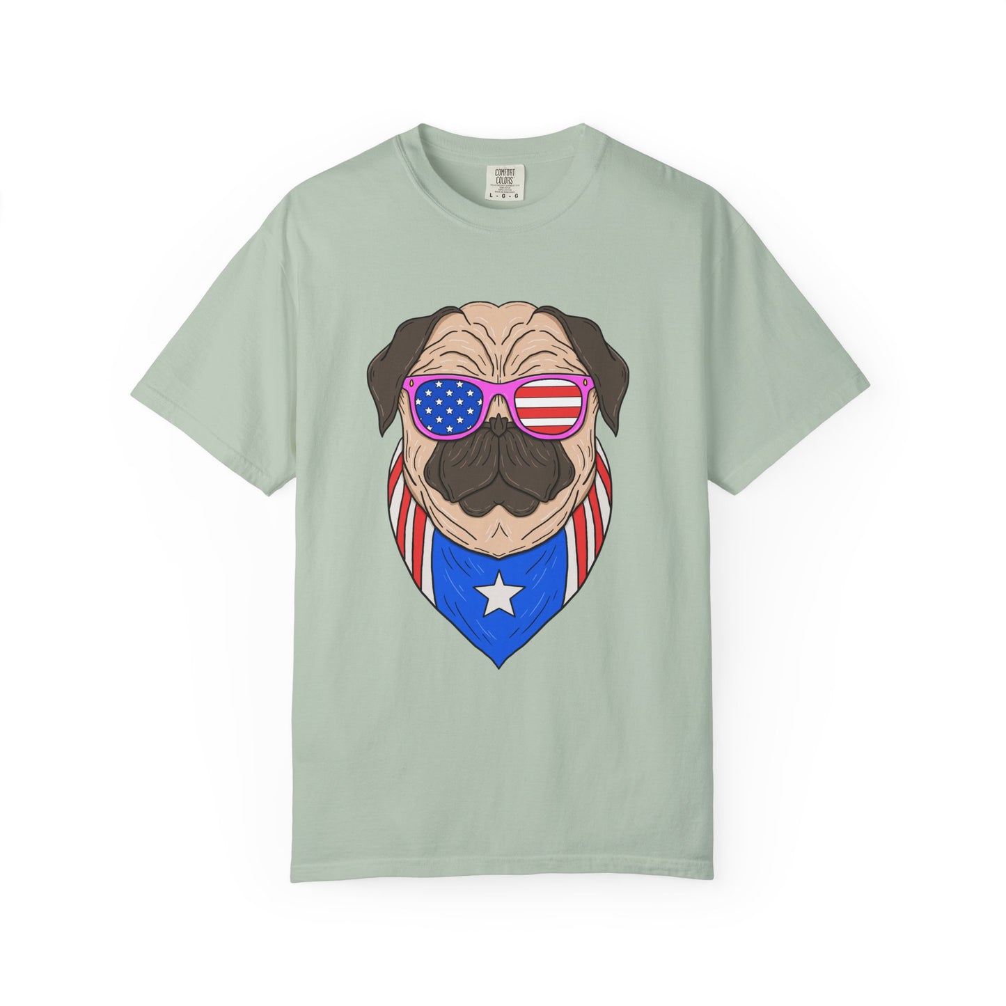 Patriotic Pug T-Shirt, Unisex Graphic Tee, Fourth of July Gift, Dog Lover Apparel, Casual Summer Wear, Unique Pet Tee