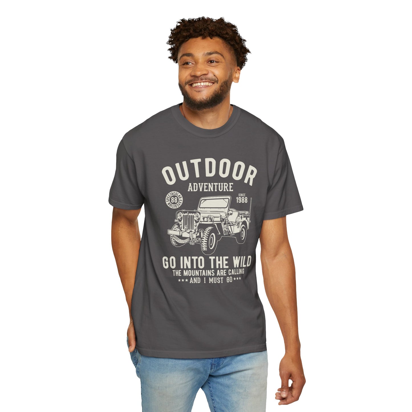 Outdoor Adventure Unisex Garment-Dyed T-shirt, Jeep Lover Gift, Camping Shirt, Hiking Apparel, Nature Enthusiast Tee