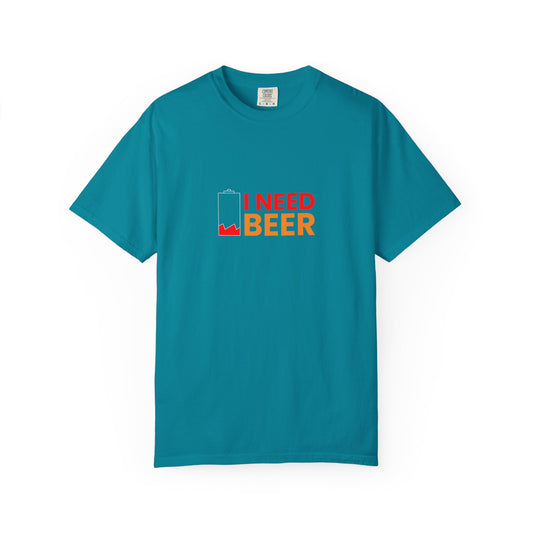 I Need Beer Battery Shirt – Funny Low Energy Beer T-Shirt for Drinkers