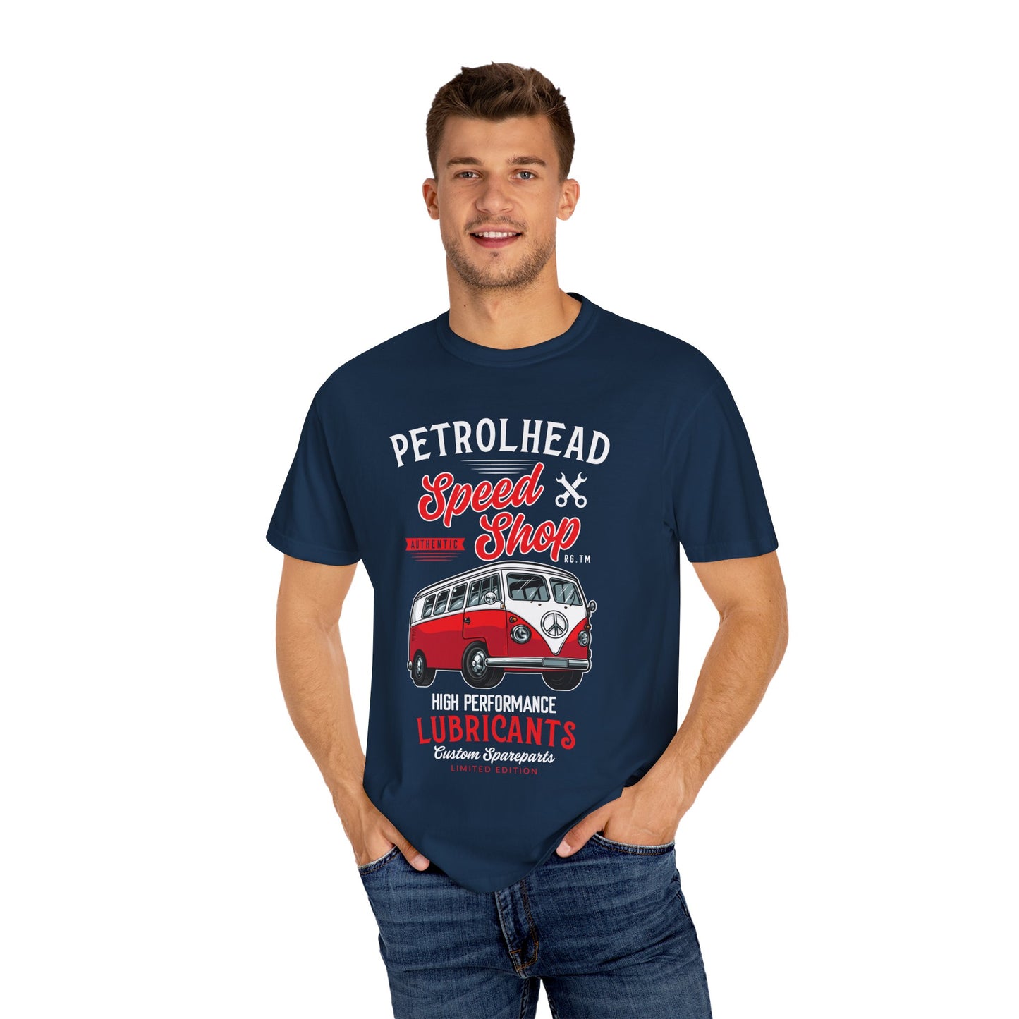 Petrolhead Speed Shop T-Shirt | Unisex Garment-Dyed Tee, Vintage Car Lovers, Automotive Gifts, Summer Casual Wear, Unique Graphic Shirt