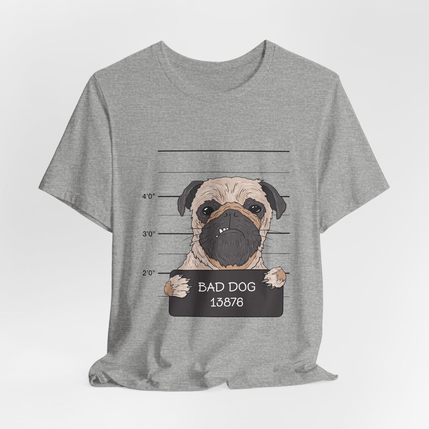 Funny Pug Shirt – Bad Dog Mugshot Graphic T-Shirt