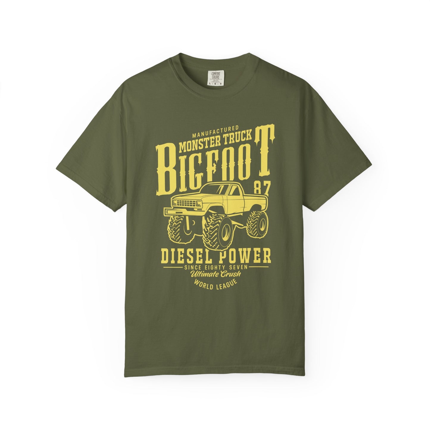 Bigfoot Monster Truck T-Shirt | Unisex Garment-Dyed Tee, Vintage Style Shirt, Perfect for Truck Lovers, Birthday Gift, Outdoor Adventures