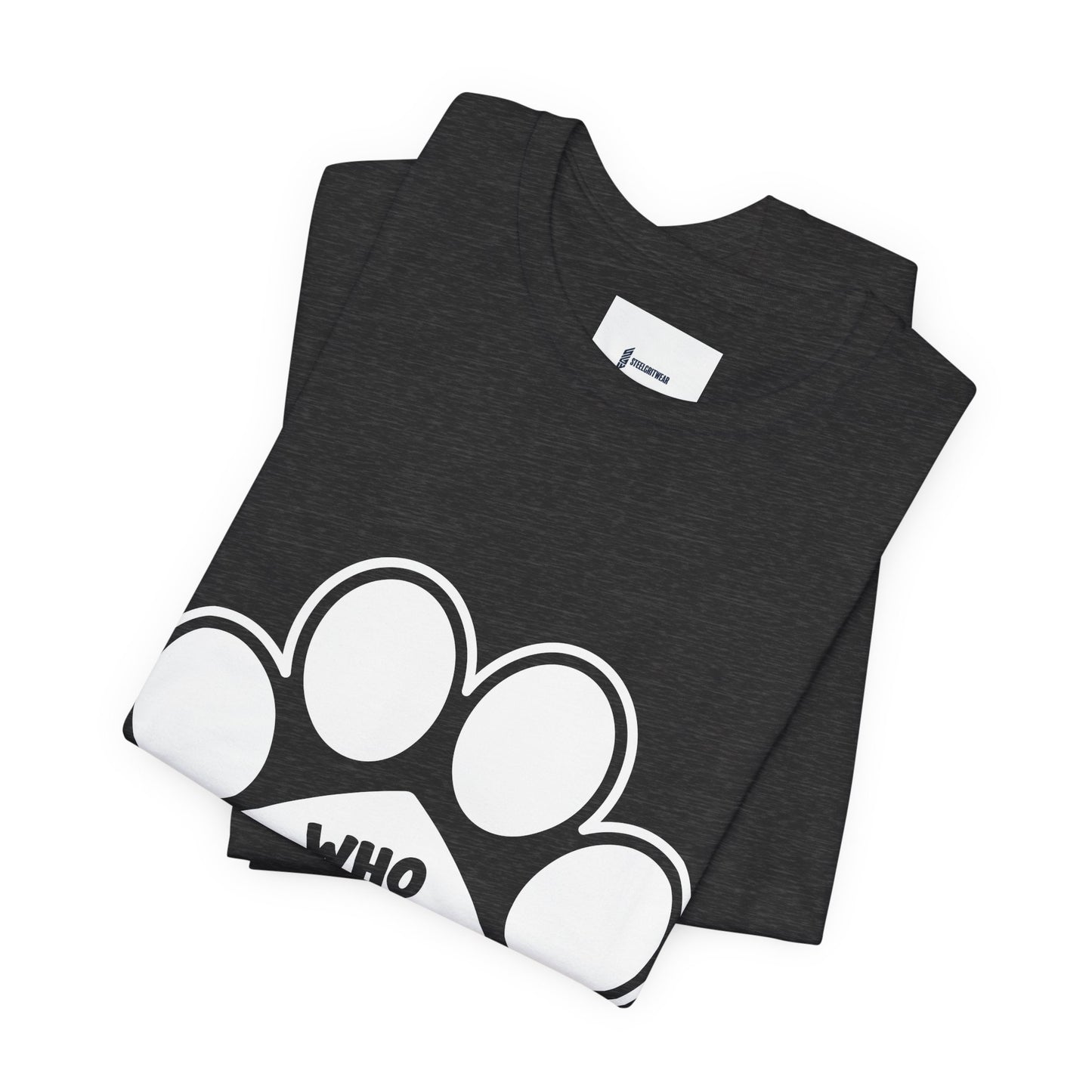 Who Rescued Who Shirt – Dog Rescue Paw Print Graphic Tee