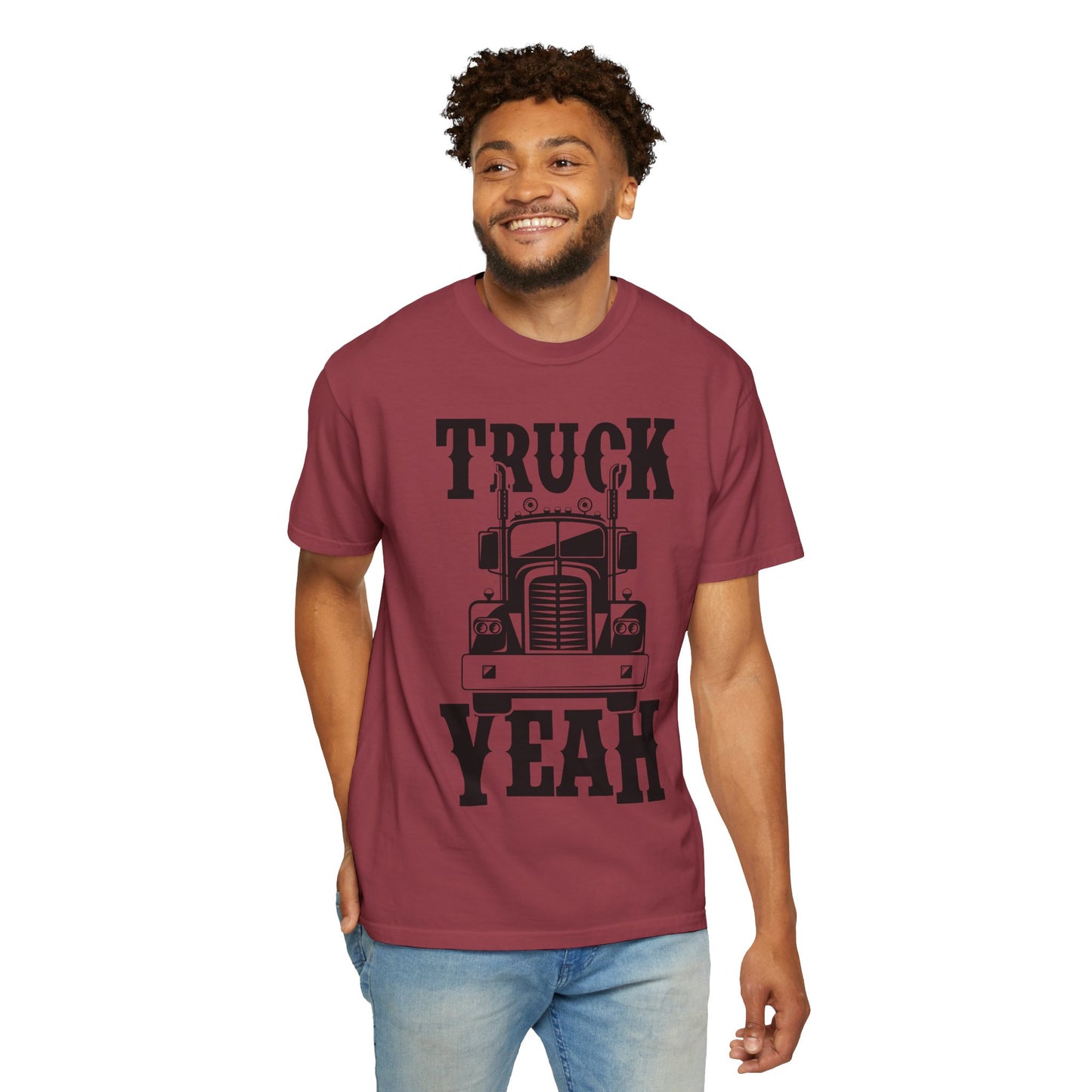 Truck Yeah Unisex Garment-Dyed T-Shirt, Casual Tee, Gift for Truck Lovers, Birthday Present, Road Trip Apparel, Fun Outdoors Shirt