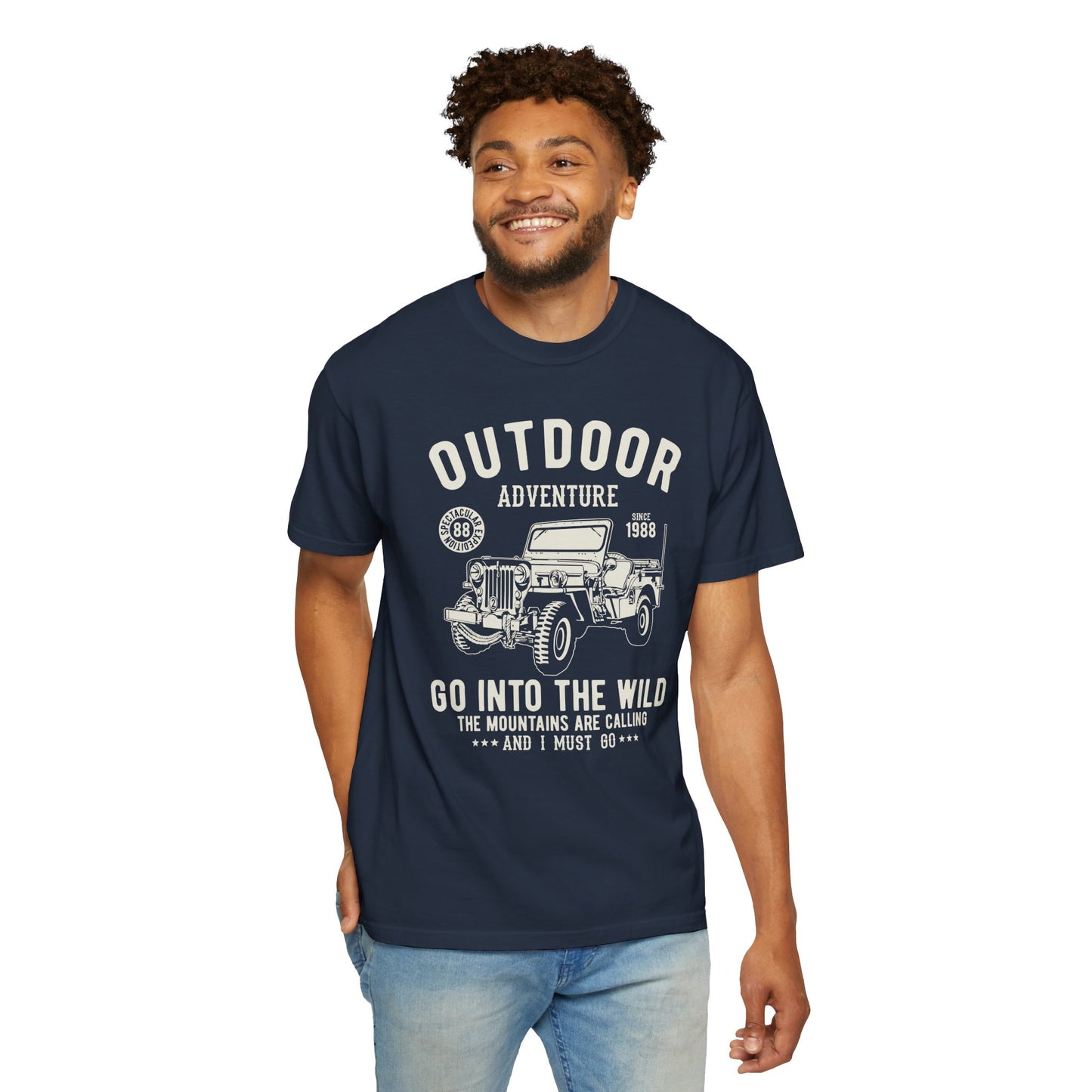 Outdoor Adventure Unisex Garment-Dyed T-shirt, Jeep Lover Gift, Camping Shirt, Hiking Apparel, Nature Enthusiast Tee