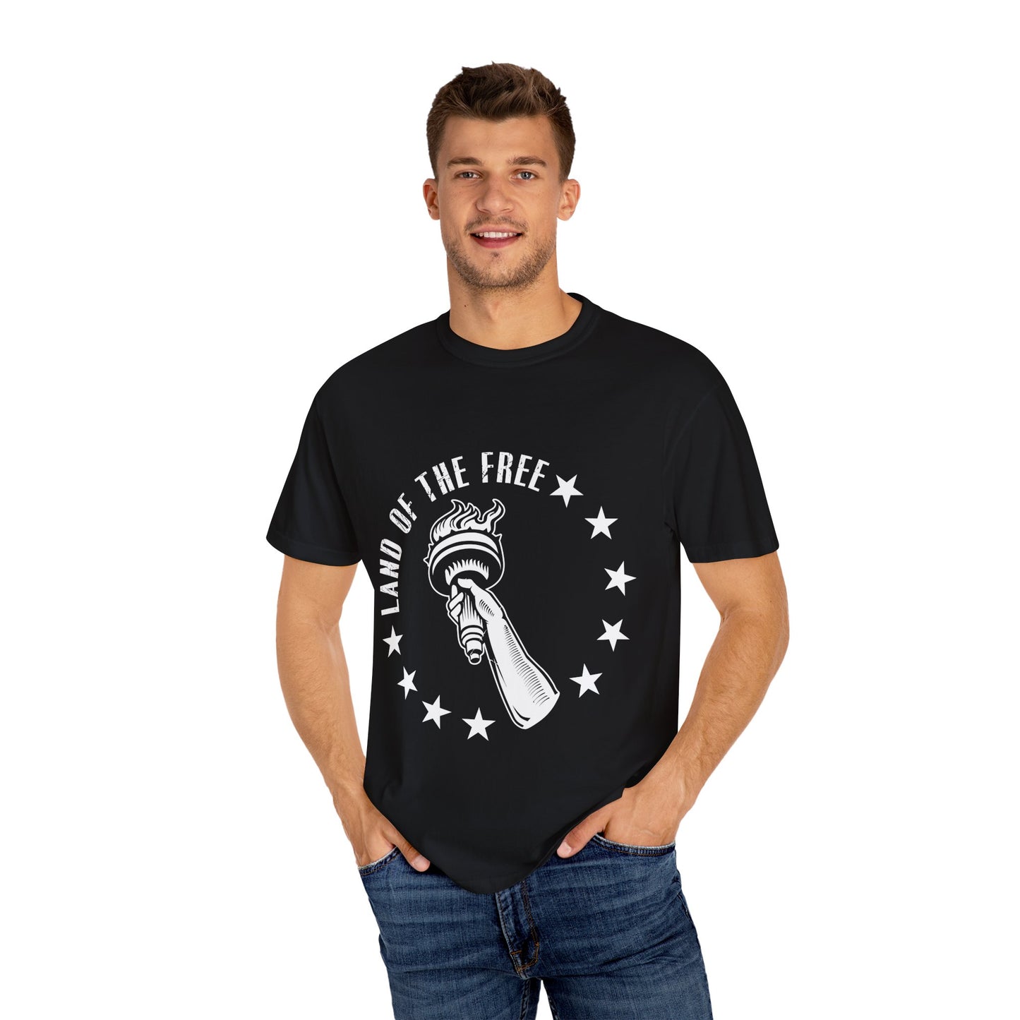 Land of the Free Garment-Dyed T-shirt, Unisex Graphic Tee, Independence Day Celebration, Casual Wear, Star-Spangled Style, [...]