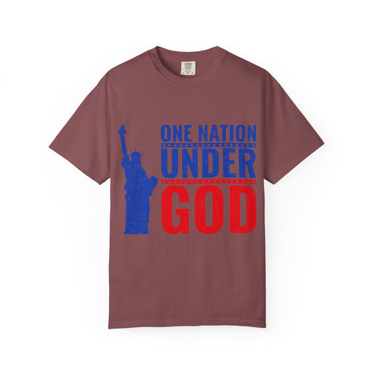One Nation Under God T-Shirt – Patriotic Christian Tee with Statue of Liberty Design