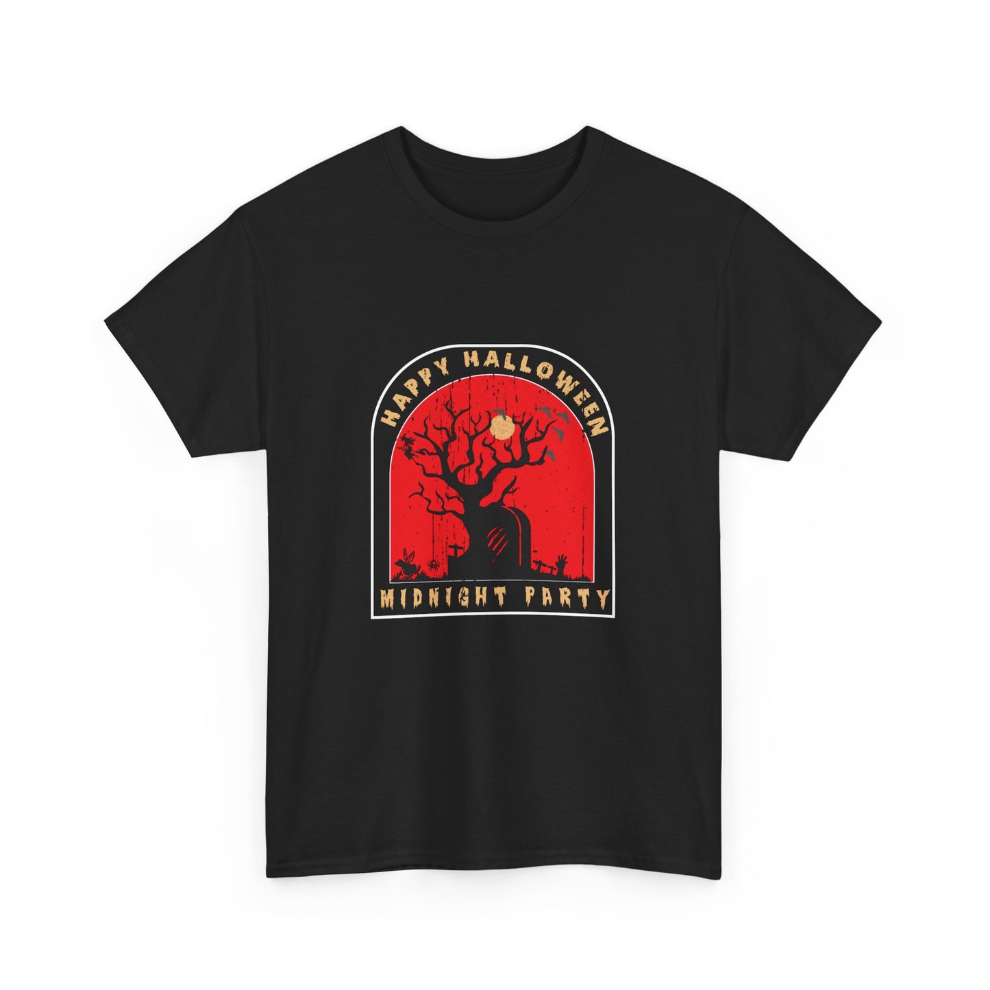 🕷️ “Happy Halloween Midnight Party” Haunted Tree Graveyard Tee 🌕