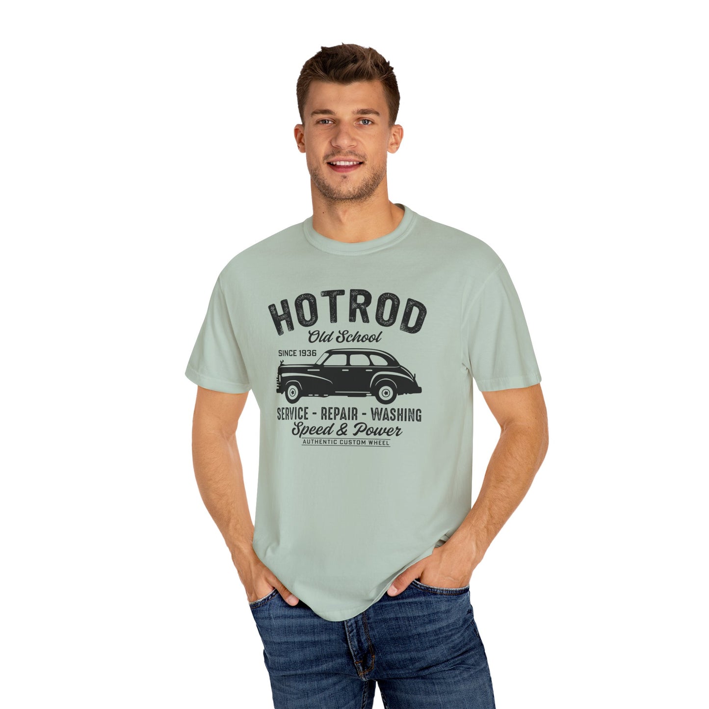 Vintage Hot Rod T-Shirt, Unisex Garment-Dyed Tee, Car Enthusiast Apparel, Retro Vehicle Shirt, Classic Car Lover Gift